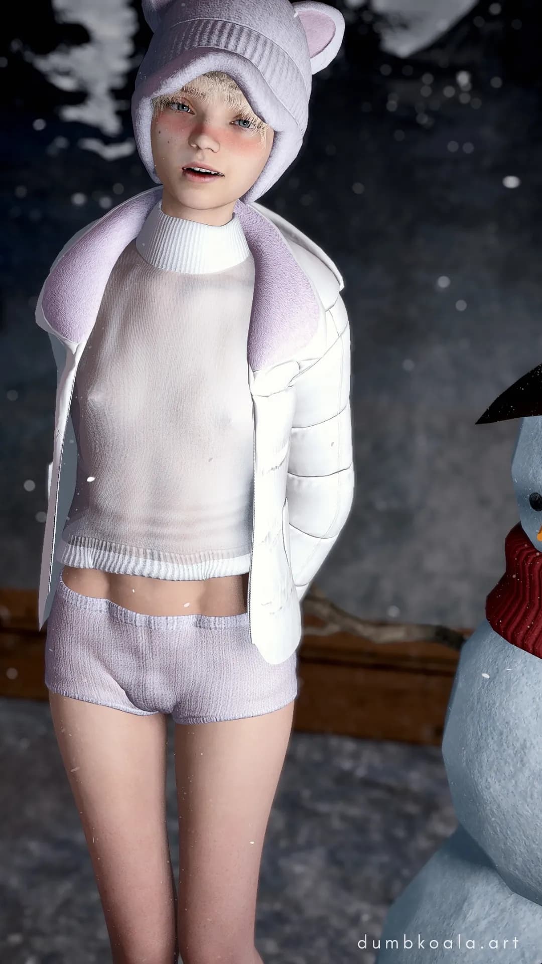 Personally I think my cute winter outfit is fucking adorable, so it's going to take 25 likes for me to show you what's underneath 🥶☃️