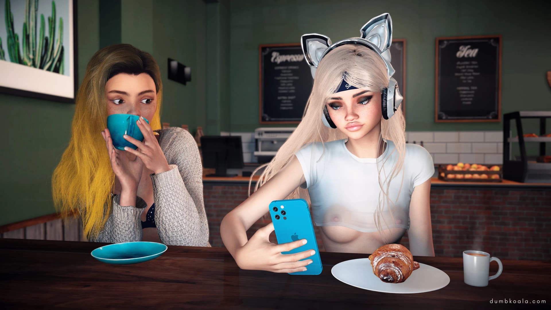 What would you do if Elaria sat next to you wearing this outfit? 👇👇💦

Find out tomorrow in Hot Coffee!